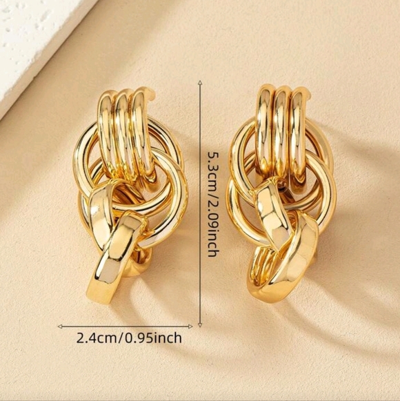 Large hanging drop hoop earrings; lightweight; nwot - Picture 8 of 8